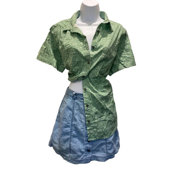 Noble Outfitters Tops - VTG Sage Green Textured Button Up Blouse Plus XL CottageCore